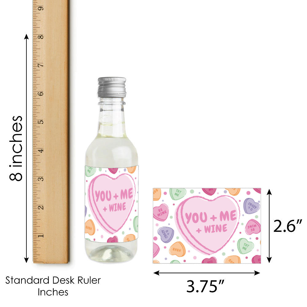 Valentine Hearts Mini Wine Bottle Labels - 16 Ct