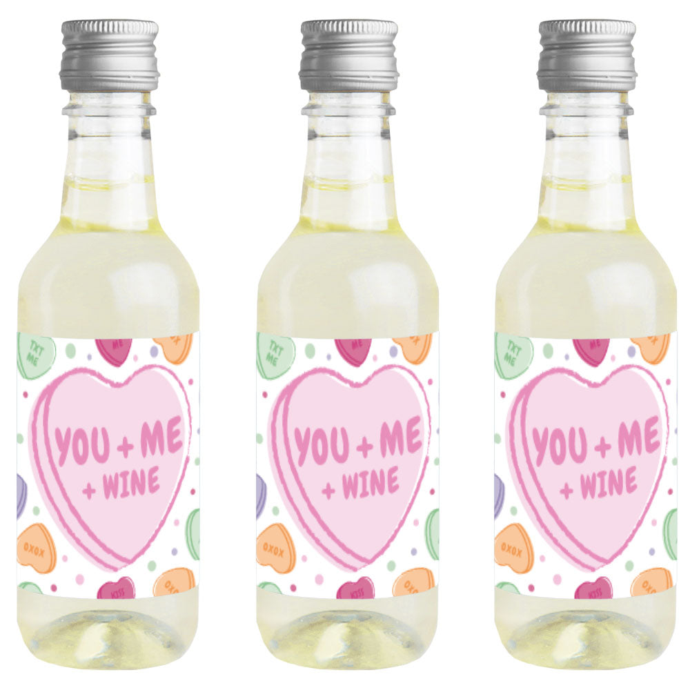 Valentine Hearts Mini Wine Bottle Labels - 16 Ct