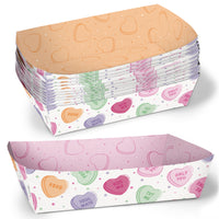 Valentine Hearts paper food tray with pastel candy heart design