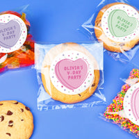 Custom Text Stickers & Clear Cookie Bags - Valentine Hearts