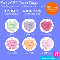Custom Text Stickers & Clear Cookie Bags - Valentine Hearts