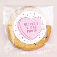 Custom Text Stickers & Clear Cookie Bags - Valentine Hearts