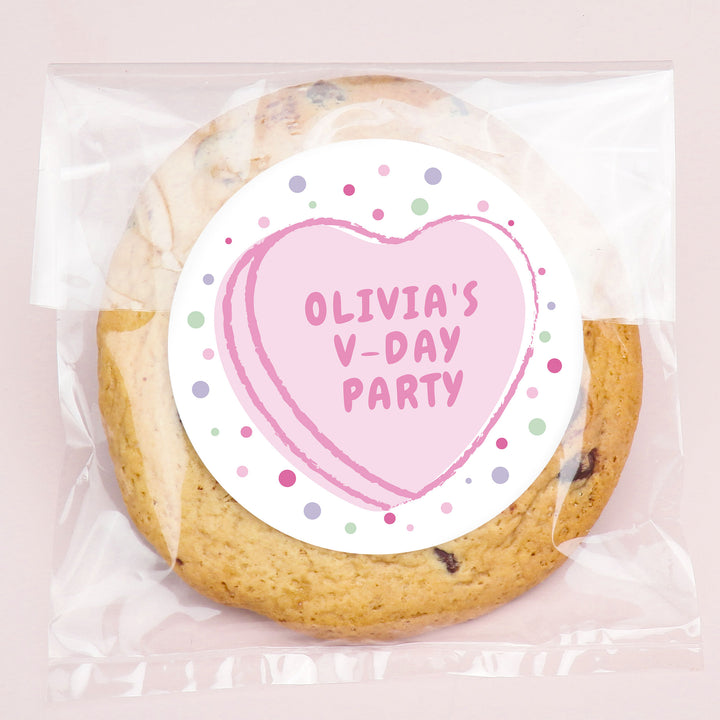 Custom Text Stickers & Clear Cookie Bags - Valentine Hearts