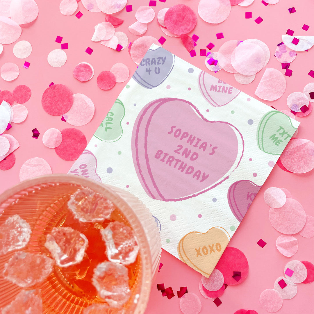 Custom Text Napkins - Valentine Hearts