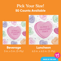 Custom Text Napkins - Valentine Hearts