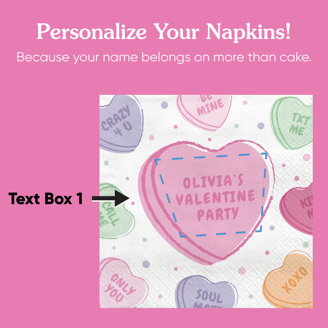 Custom Text Napkins - Valentine Hearts