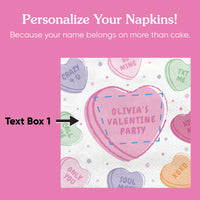 Custom Text Napkins - Valentine Hearts