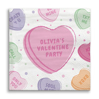 Custom Text Napkins - Valentine Hearts