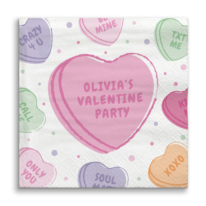 Custom Text Napkins - Valentine Hearts