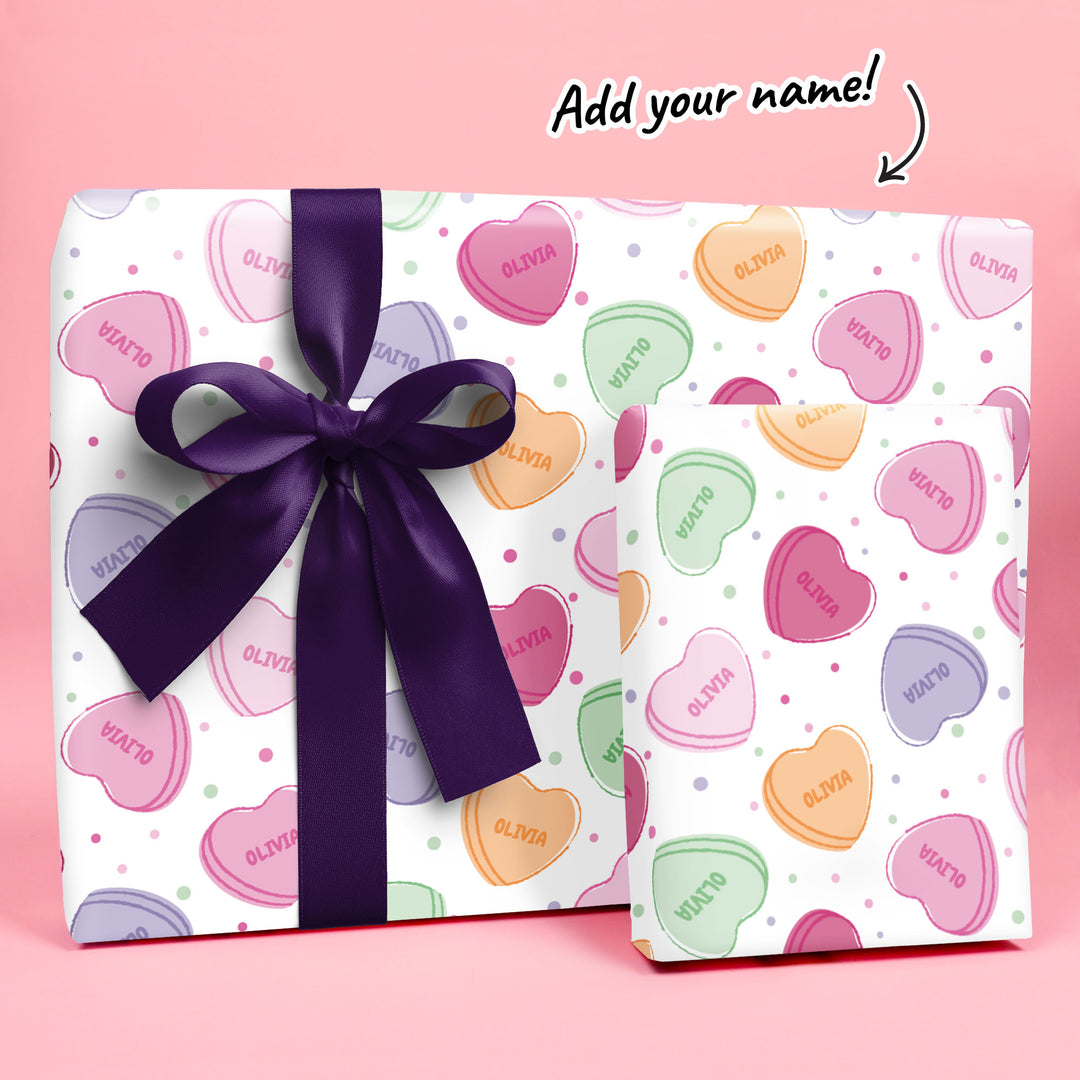 Custom Text Wrapping Paper - Valentine Hearts