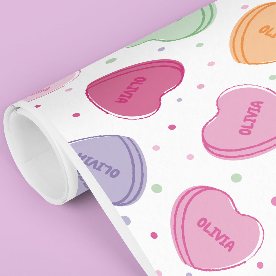 Custom Text Wrapping Paper - Valentine Hearts