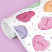 Custom Text Wrapping Paper - Valentine Hearts
