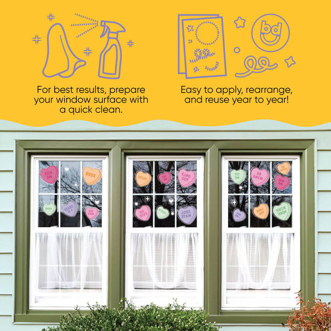 Valentine Hearts Window Clings