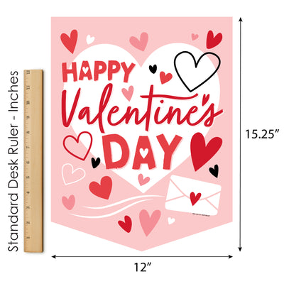 Happy Valentine's Day - Outdoor Home Decorations - Double-Sided Valentine Hearts Party Garden Flag - 12 x 15.25 Inches
