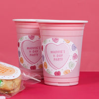 Custom Text Party Cups - Valentine Hearts - 16 Ct