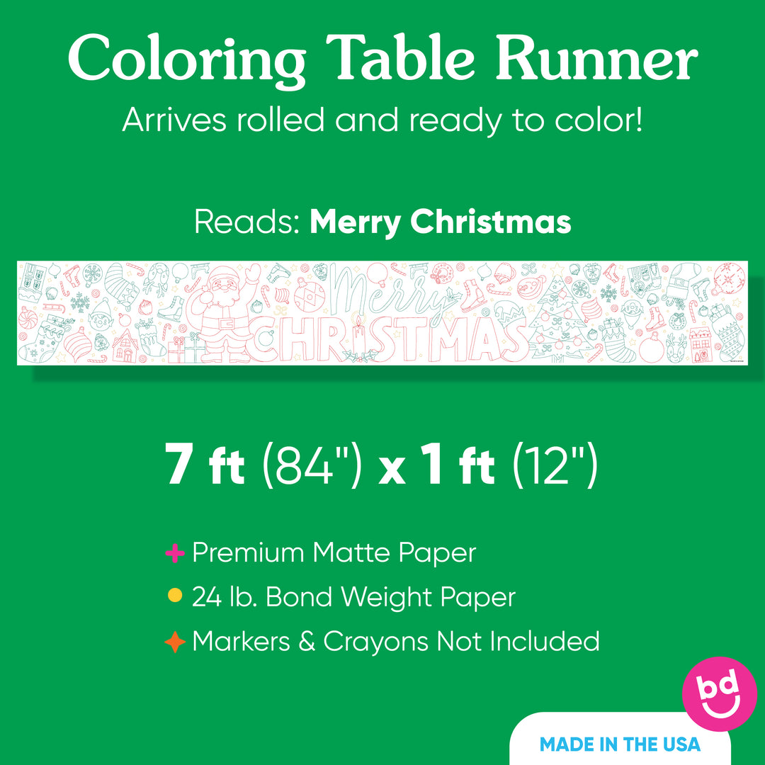 Very Merry Christmas - Coloring Table Runner - 7'
