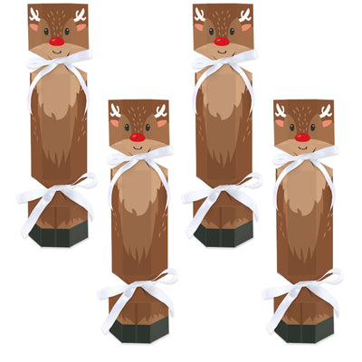 Very Merry Christmas - No Snap Holiday Reindeer Party Table Favors - DIY Cracker Boxes - Set of 12