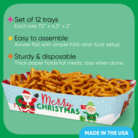 Very Merry Christmas Paper Food Trays - 12 Ct