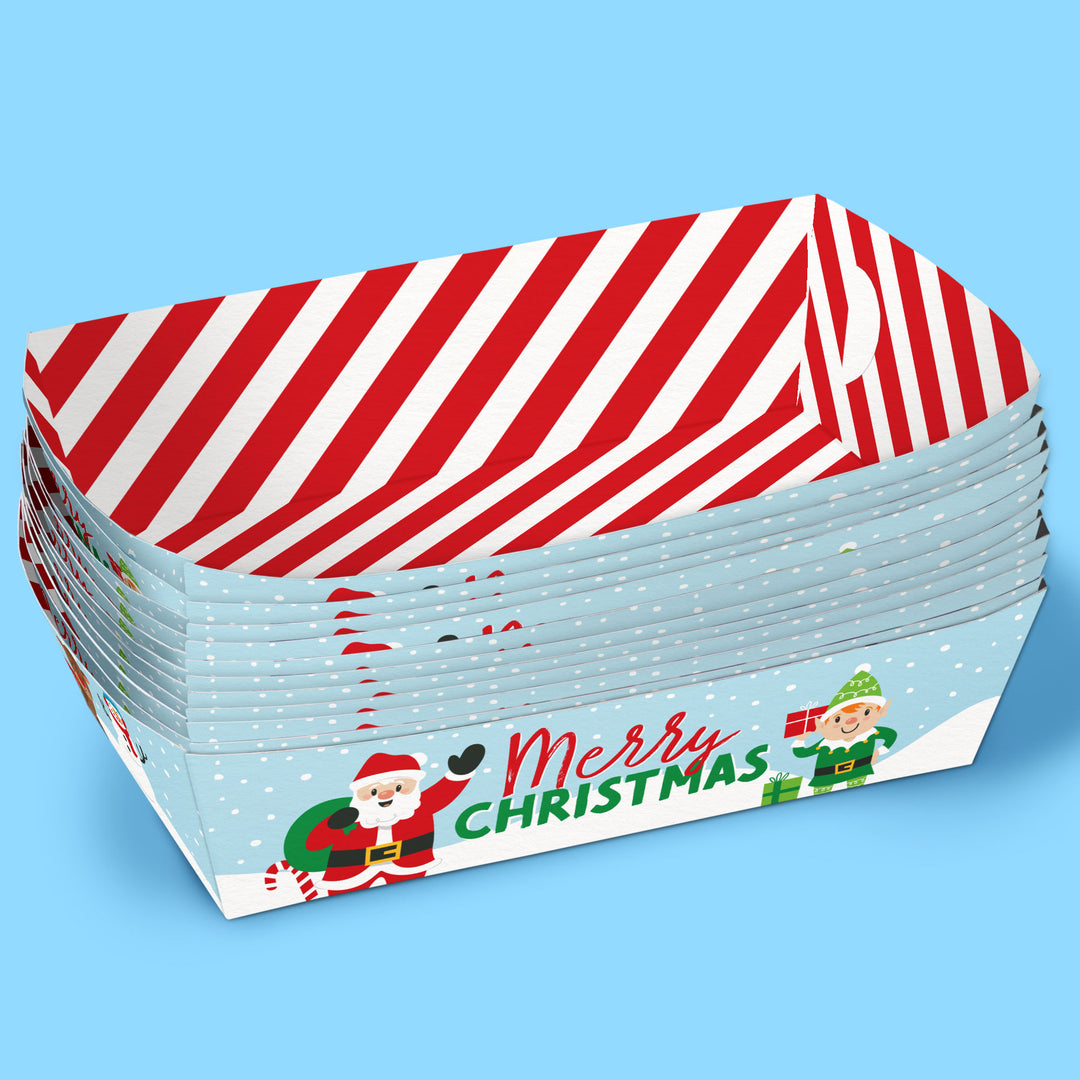 Very Merry Christmas Paper Food Trays - 12 Ct