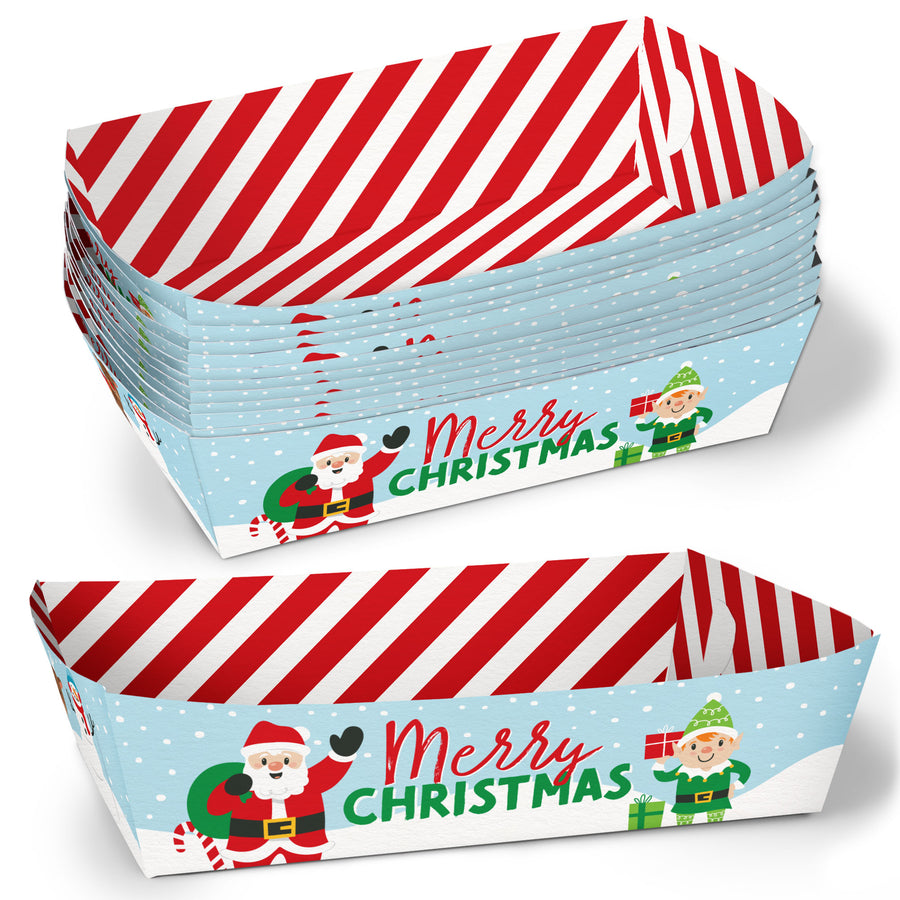 Very Merry Christmas Paper Food Trays - 12 Ct