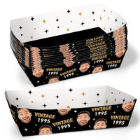 Custom Face Vintage Birthday Paper Food Trays - 12 Ct