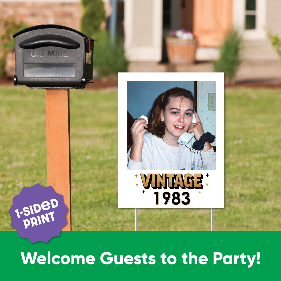 Custom Vintage Birthday Photo Yard Sign