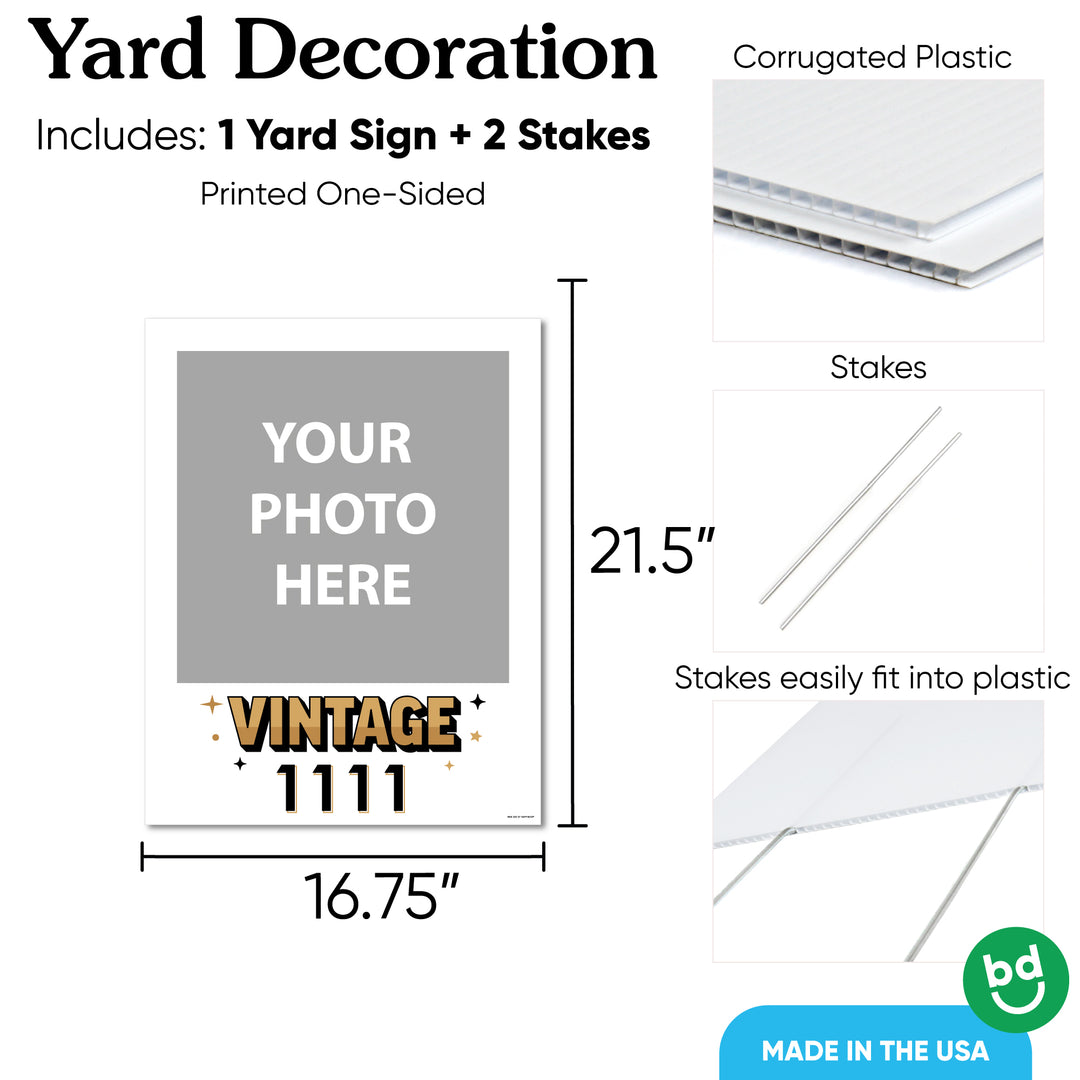 Custom Vintage Birthday Photo Yard Sign
