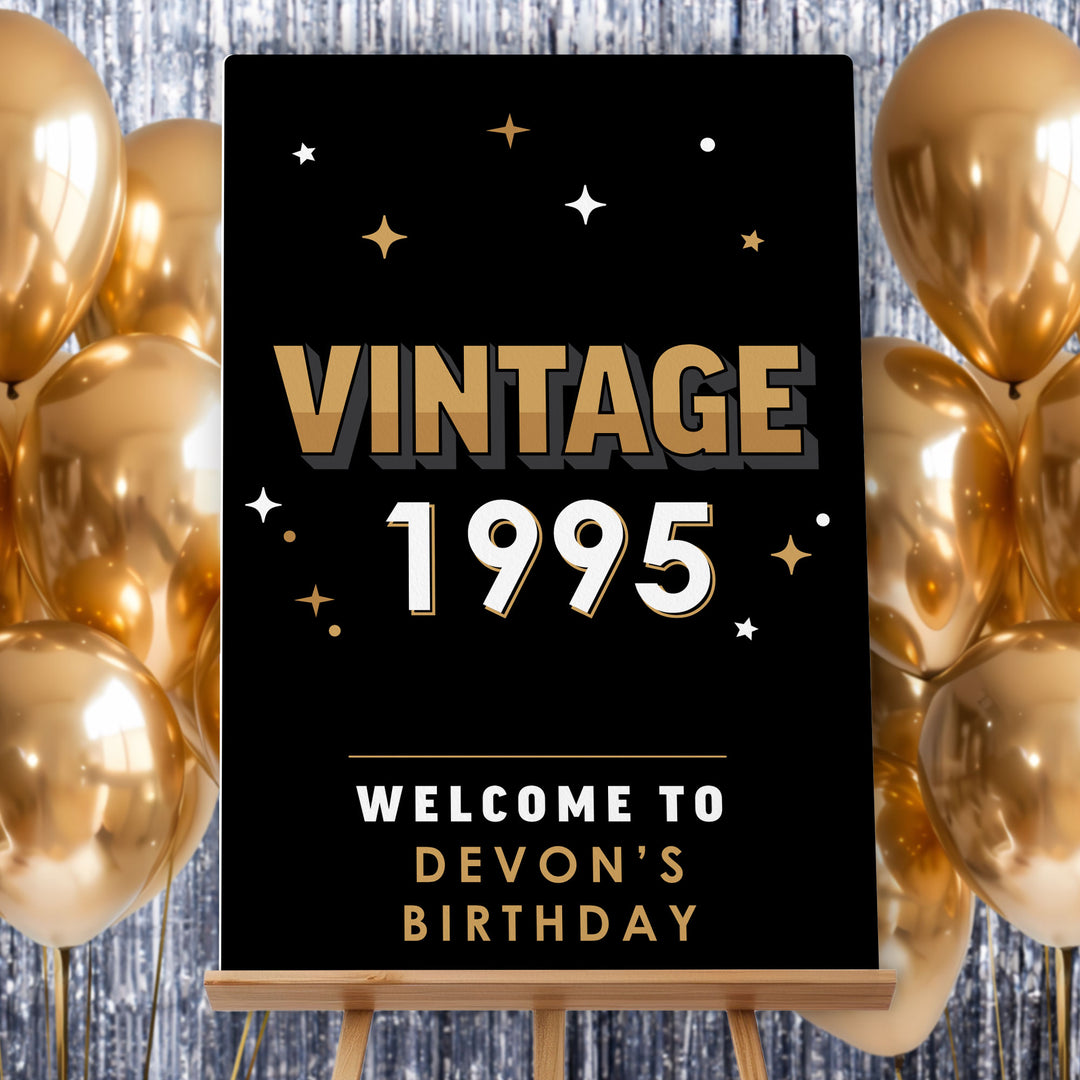 Custom Text Vintage Birthday Welcome Sign (Select Your Size)