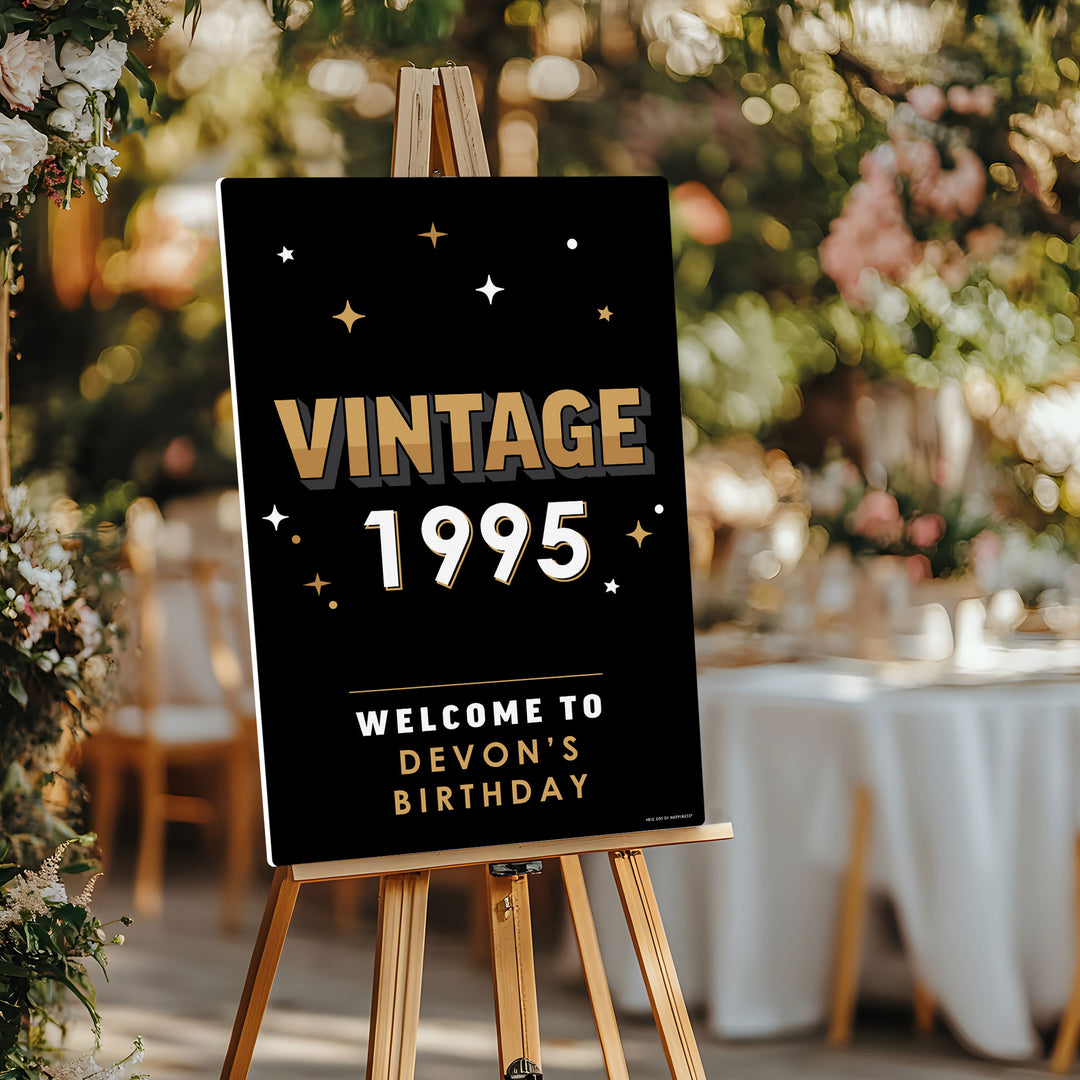 Custom Text Vintage Birthday Welcome Sign (Select Your Size)