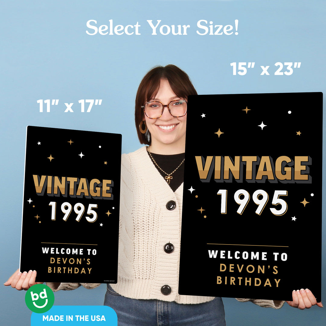 Custom Text Vintage Birthday Welcome Sign (Select Your Size)