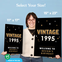 Custom Text Vintage Birthday Welcome Sign (Select Your Size)