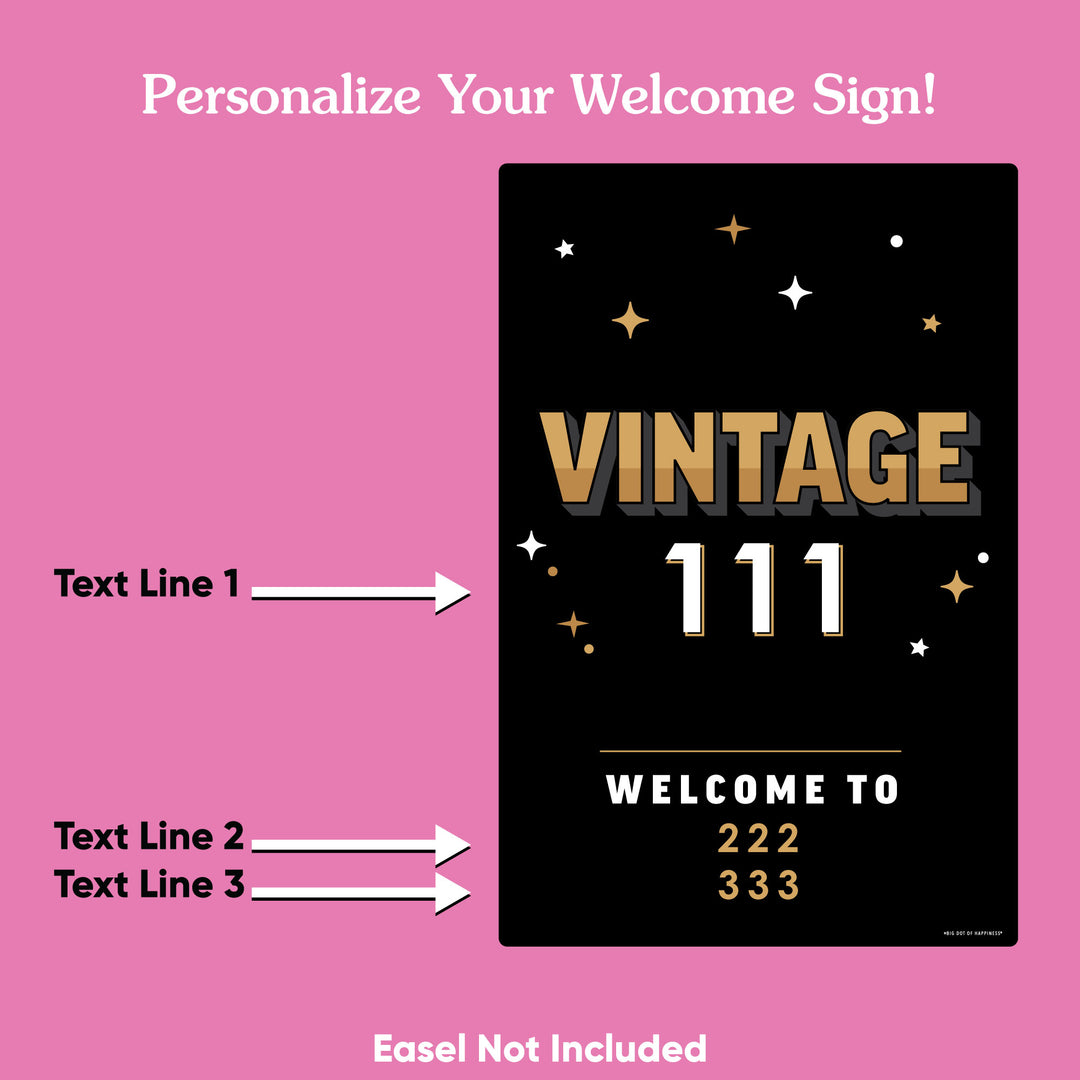 Custom Text Vintage Birthday Welcome Sign (Select Your Size)