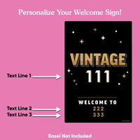 Custom Text Vintage Birthday Welcome Sign (Select Your Size)