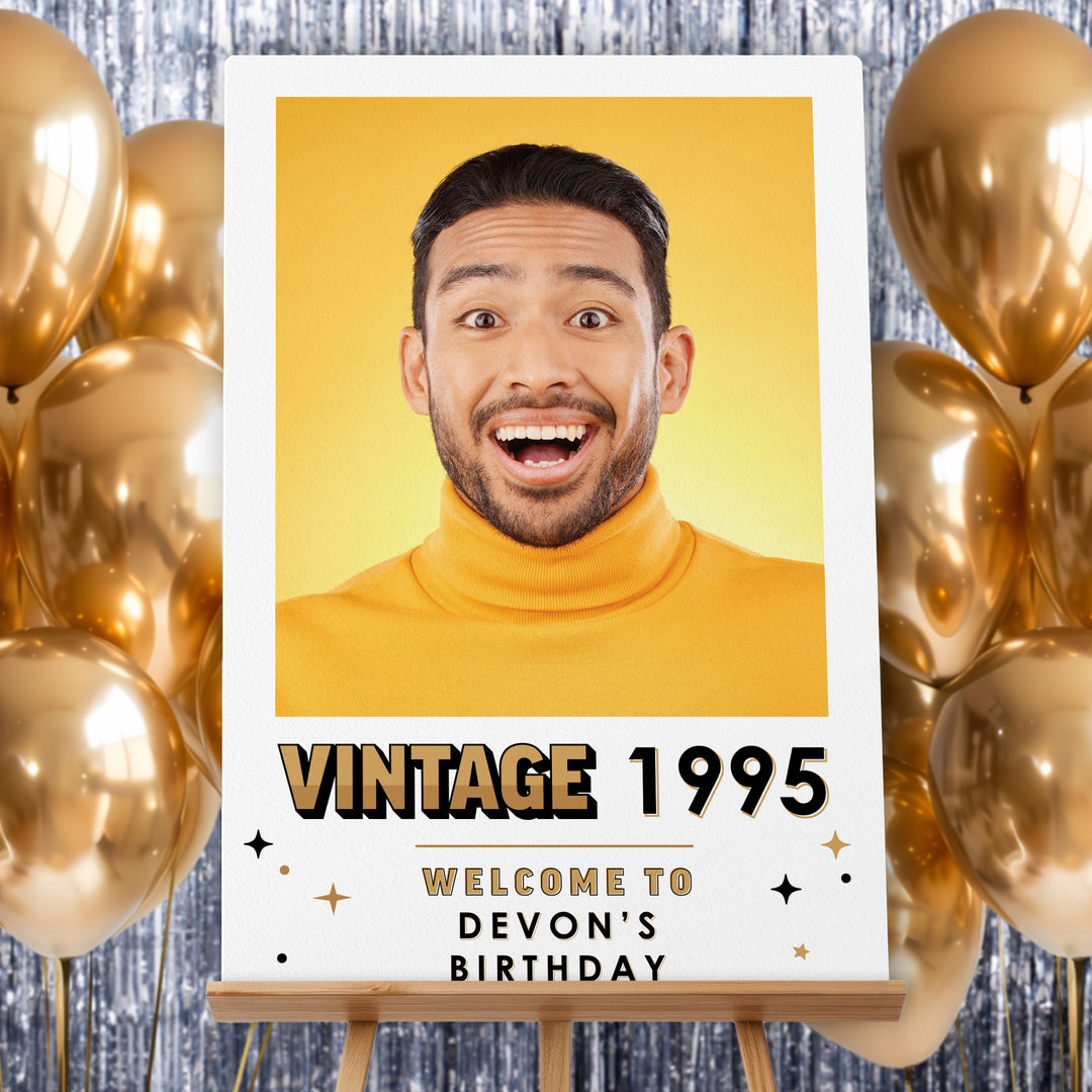 Custom Photo Vintage Birthday Welcome Sign