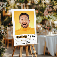 Custom Photo Vintage Birthday Welcome Sign