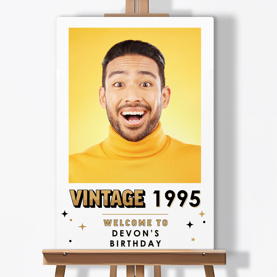 Custom Photo Vintage Birthday Welcome Sign