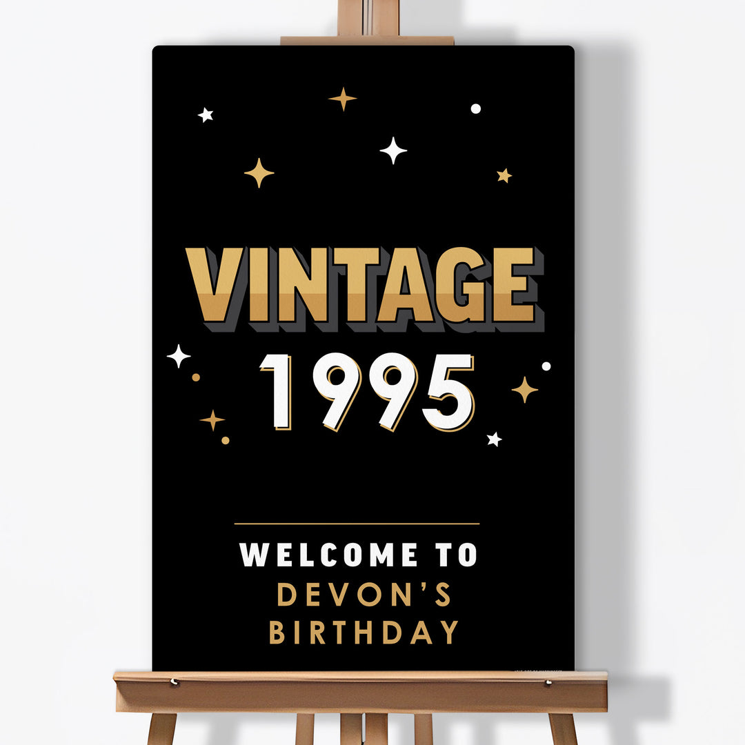 Custom Text Vintage Birthday Welcome Sign (Select Your Size)