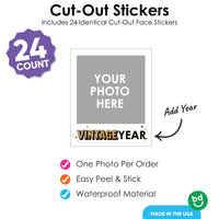 Custom Photo Vintage Birthday Cut-Out Stickers - 24 Ct