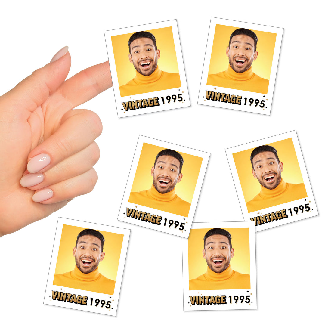 Custom Photo Vintage Birthday Cut-Out Stickers - 24 Ct