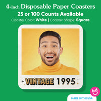 Custom Photo Coasters - Vintage Birthday