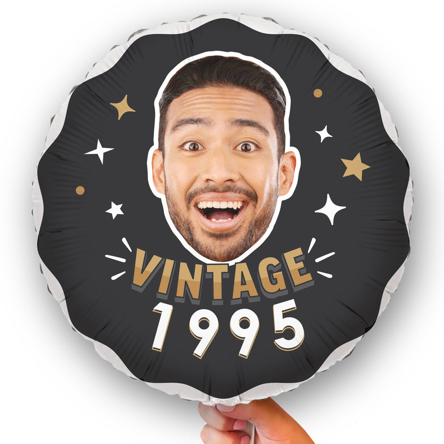 Personalized Fun Face Vintage Birthday Balloon - Double Sided - 1 Ct