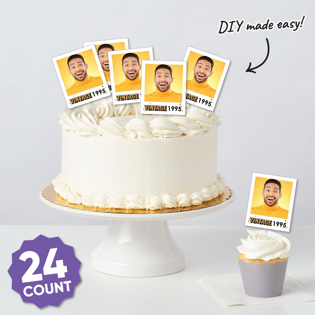 Custom Photo Vintage Birthday Cut-Outs - 24 Ct