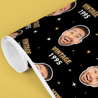 Custom Face Vintage Birthday Wrapping Paper