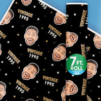 Custom Face Vintage Birthday Wrapping Paper