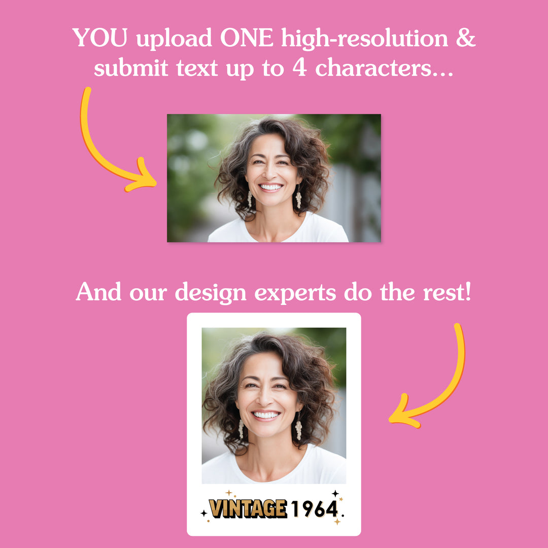 Custom Photo Vintage Birthday Wine Bottle Label Stickers - 4 Ct