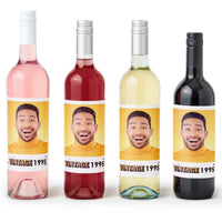 Custom Photo Vintage Birthday Wine Bottle Label Stickers - 4 Ct
