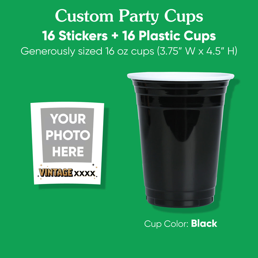 Custom Photo Party Cups - Vintage Birthday - 16 Ct