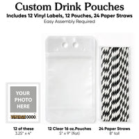 Custom Photo Drink Pouches - Vintage Birthday - 12 Ct
