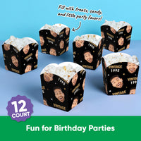 Custom Face Vintage Birthday Treat Boxes - 12 Ct