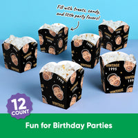 Custom Face Vintage Birthday Treat Boxes - 12 Ct